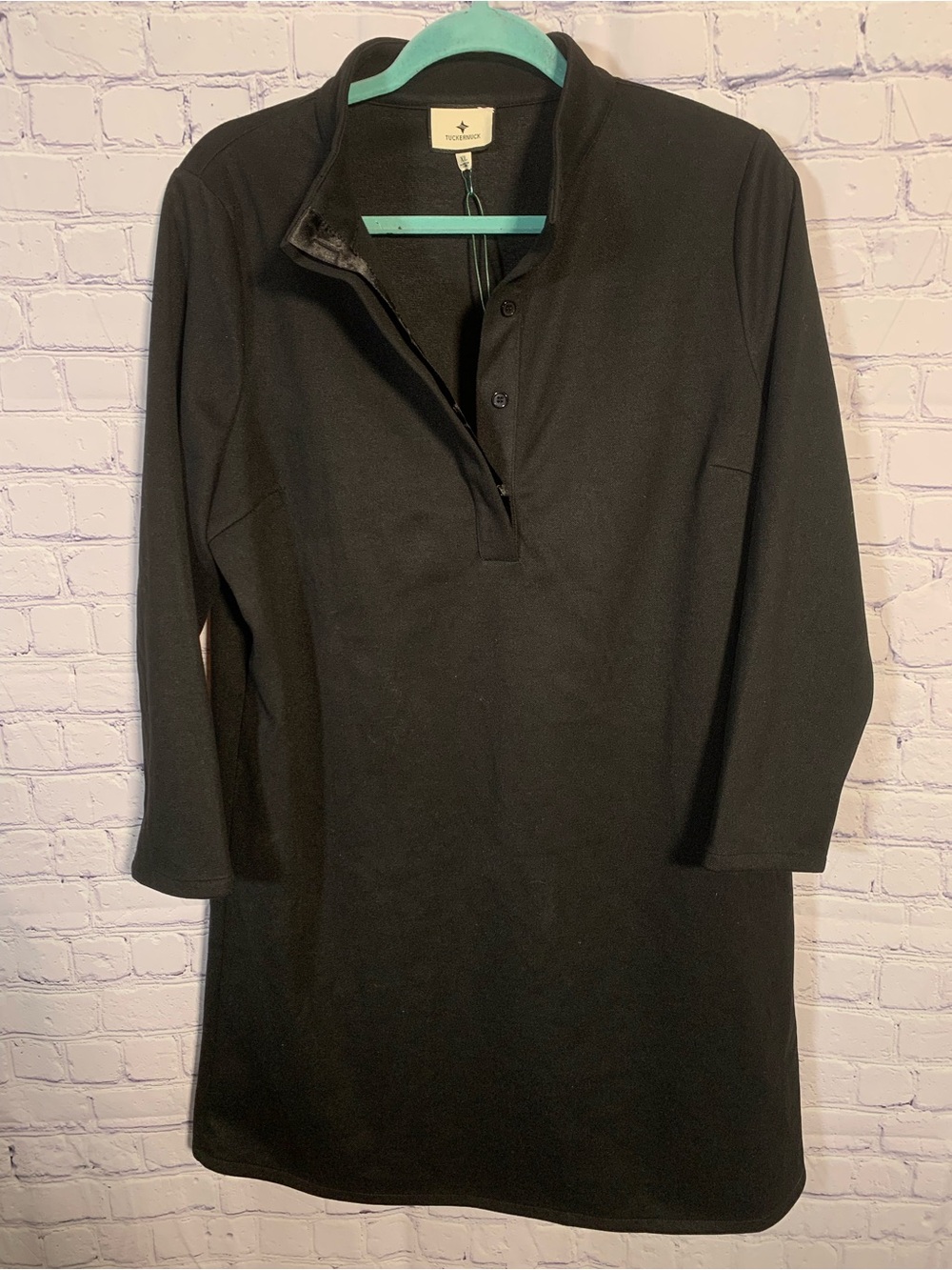 Tuckernuck Black Polly Dress 3/4 Sleeves Short Length Sz XL NWT Preppy Rich Mom